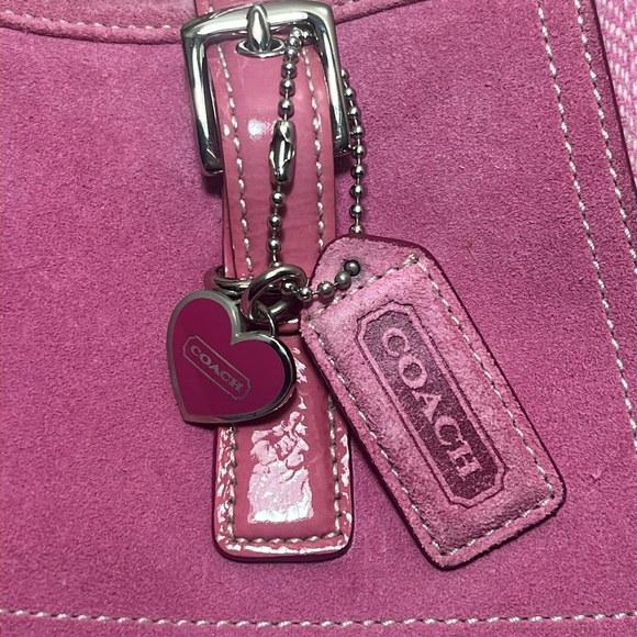 COACH EUC Pink Suede & Tweed Satchel - Picture 12 of 13
